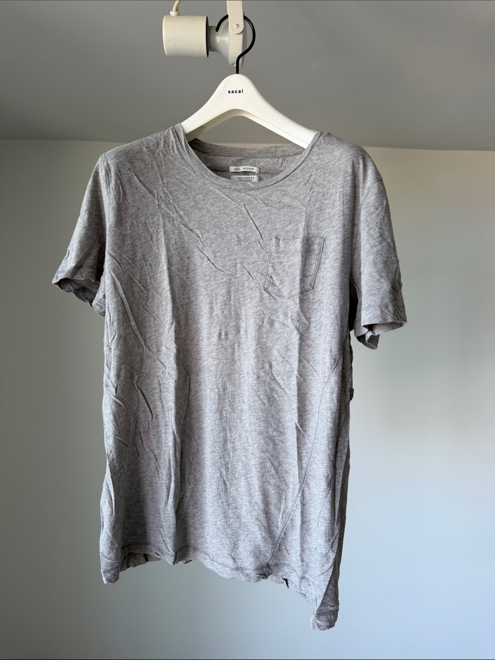 All Saints Gray Short Sleeve Pocket Tee